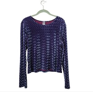 HANKY PANKY x VINTAGE mermaid scale velvet color shift top long sleeve‎ size L